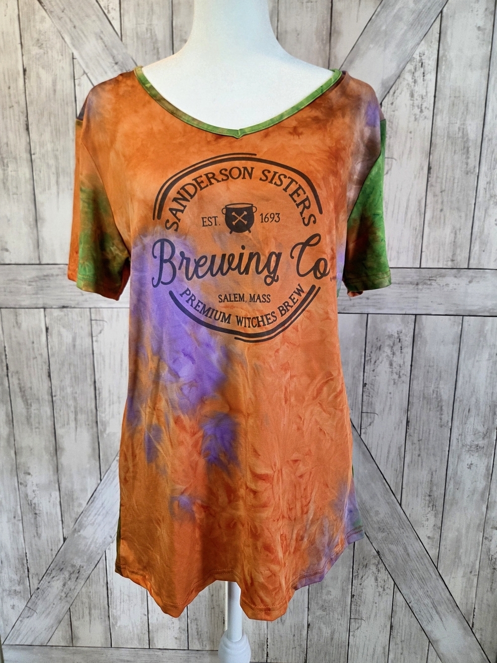 Sanderson Sisters Orange Tie-Dye V-Neck Tee